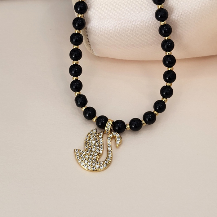 Colier - Elegance Swan - black pearl [6]