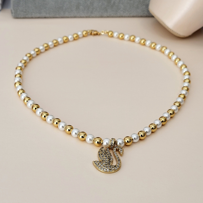 Colier - Elegance Swan - white pearl [8]