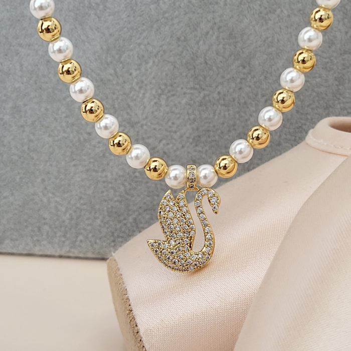 Colier - Elegance Swan - white pearl [2]