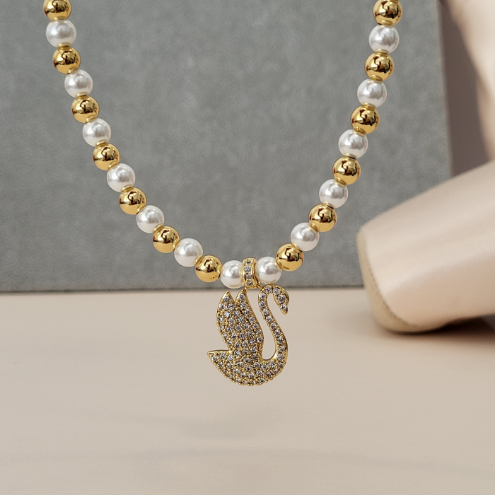Colier - Elegance Swan - white pearl [9]