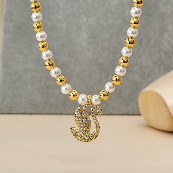 Colier - Elegance Swan - white pearl [4]