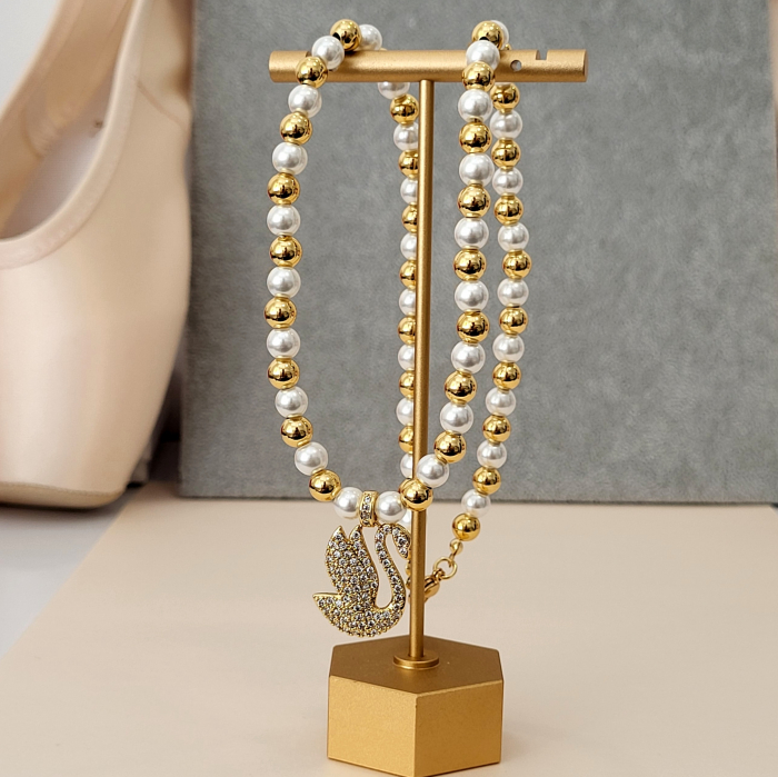 Colier - Elegance Swan - white pearl [7]