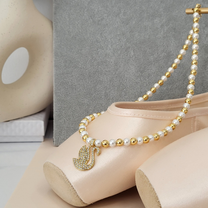 Colier - Elegance Swan - white pearl [6]