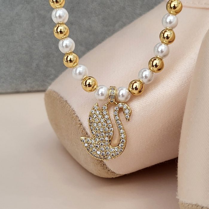 Colier - Elegance Swan - white pearl [3]