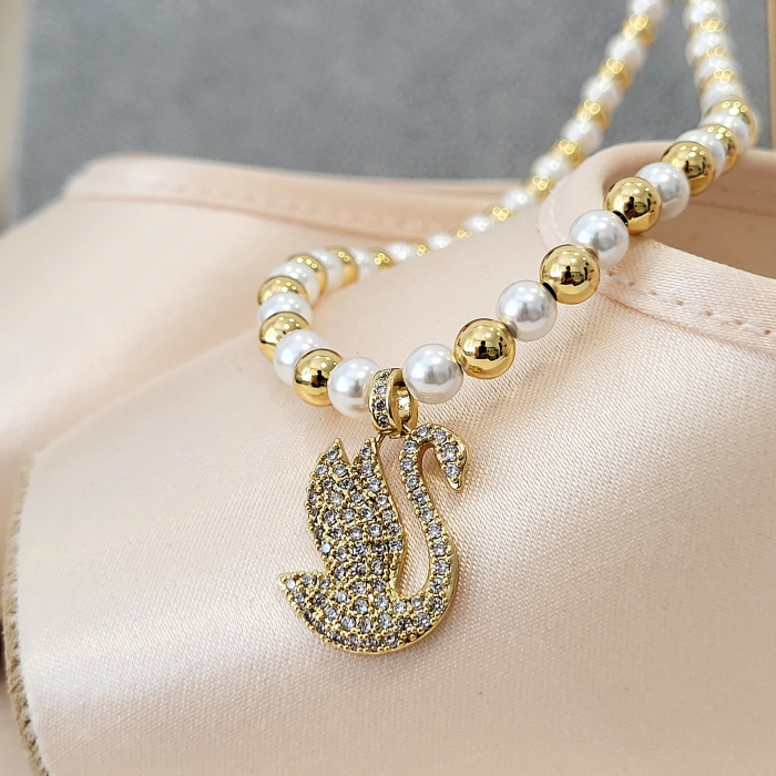 Colier - Elegance Swan - white pearl [5]