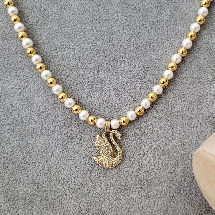 Colier - Elegance Swan - white pearl [10]