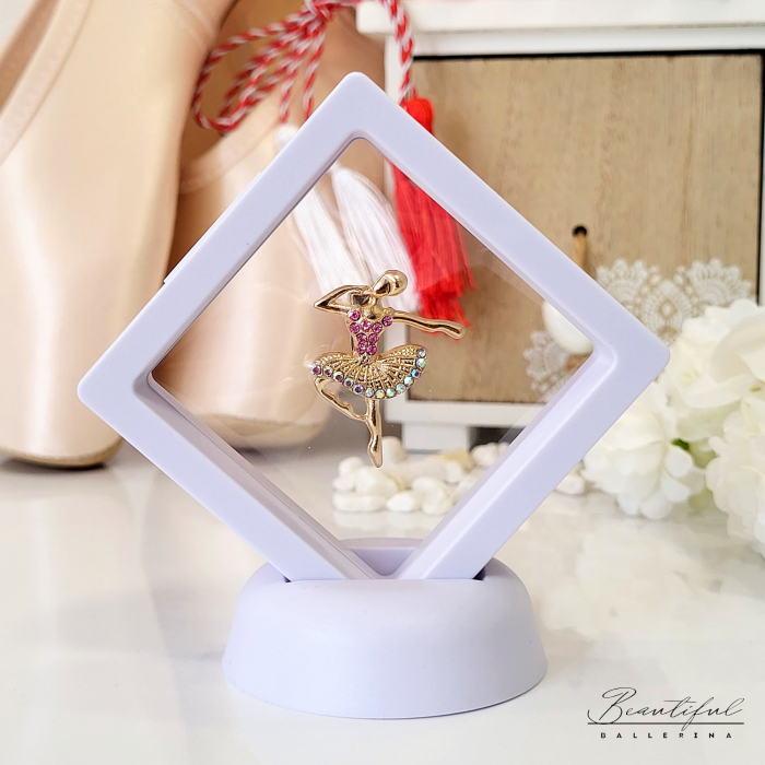 Brosa Martisor - in forma de balerina cu pietre roz si albe-multicolor [2]