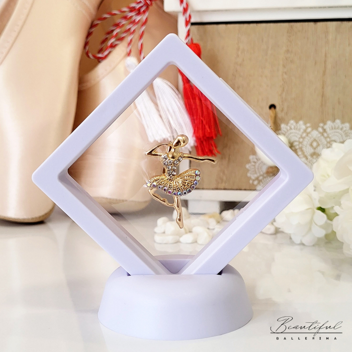 Brosa Martisor - in forma de balerina cu pietre albe si albe-multicolor [2]