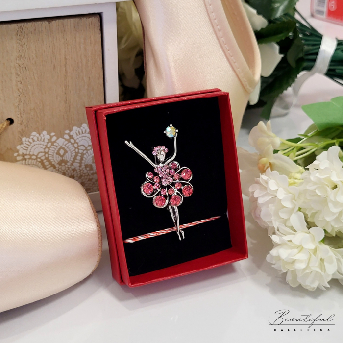 Brosa Martisor - in forma de balerina cu tutu din pietre roz [2]