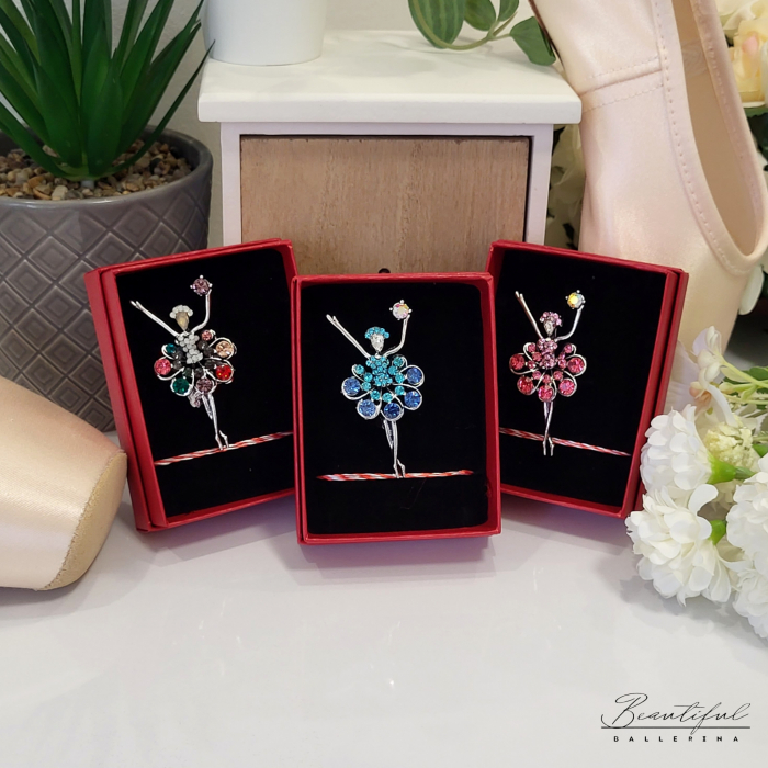 Brosa Martisor - in forma de balerina cu tutu din pietre multicolor [4]