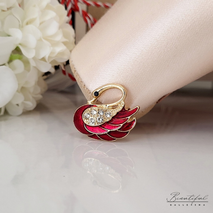 Brosa Martisor - in forma de lebada cu pietre albe [1]