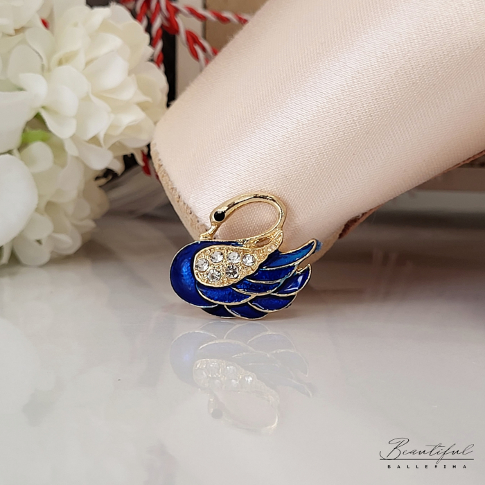 Brosa Martisor - in forma de lebada cu pietre albe [1]