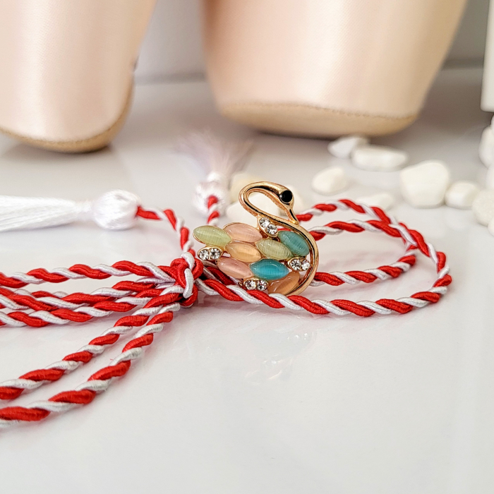 Brosa Martisor - in forma de lebada cu pietre colorate [5]