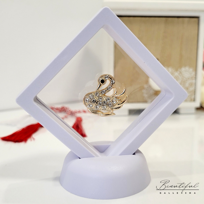 Brosa Martisor - in forma de lebada cu pietre albe [2]