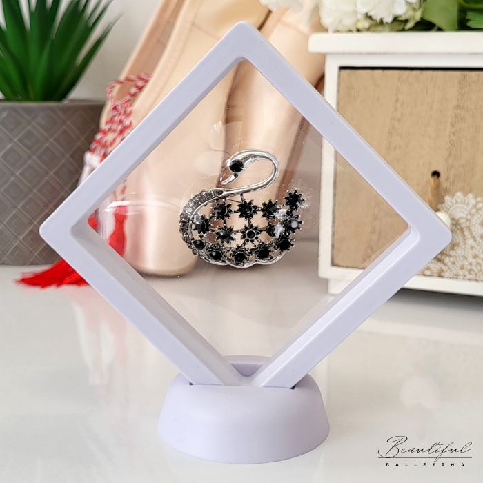 Brosa Martisor - lebada mare cu pietre negre [3]