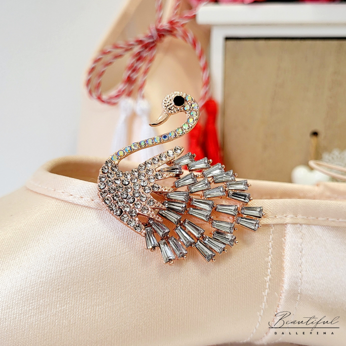 Brosa Martisor - mare, in forma de lebada cu pietre [3]