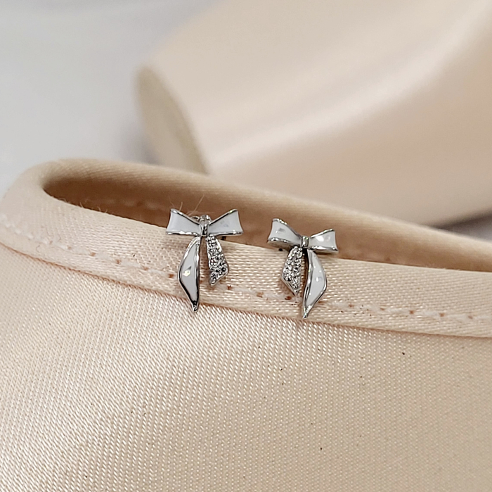 Cercei din Argint 925, Model Fundiță (Fiocco), cu Sidef (Mother of Pearl) și Zirconii Albe [2]