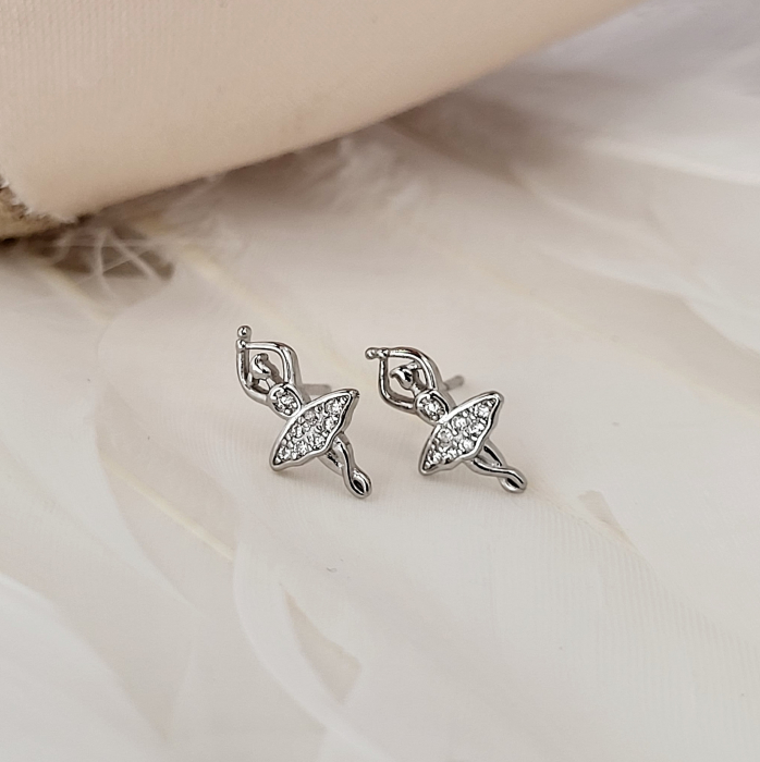 Cercei din Argint - Cassie Ballerina, Balerina cu cristale zirconia [8]
