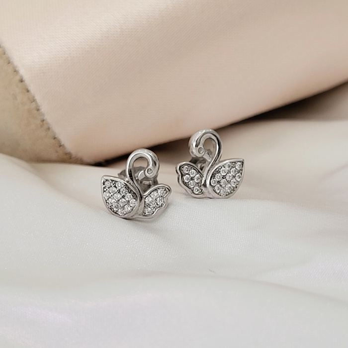 Cercei din Argint 925 - Iris Swan, Lebada cu cristale zirconia [3]