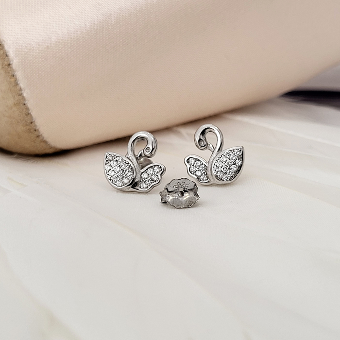 Cercei din Argint 925 - Iris Swan, Lebada cu cristale zirconia [6]