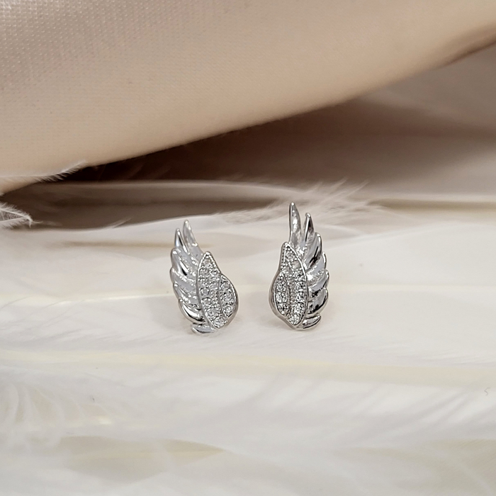 Cercei din Argint 925 - Swan Wings, aripi de Lebada cu cristale zirconia [4]