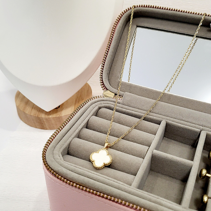 Colier cu pandantiv tip Van Cleef - white & gold [6]