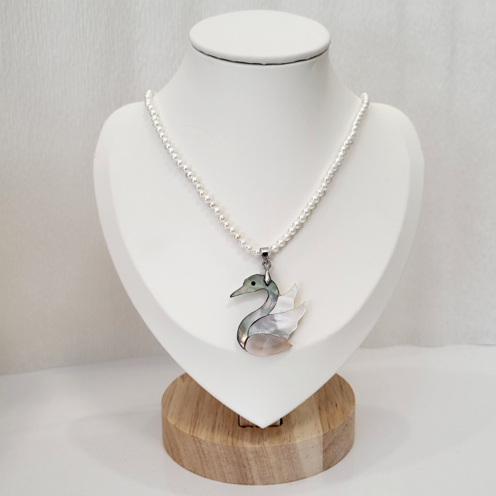 Colier - Pearl and Opal Swan - white [3]