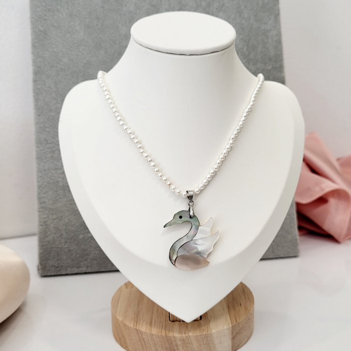 Colier - Pearl and Opal Swan - white [2]
