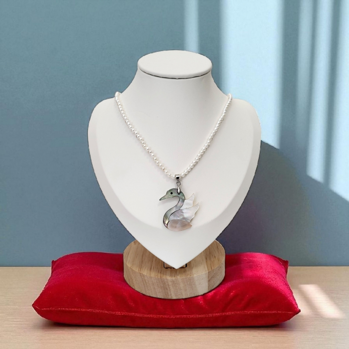Colier - Pearl and Opal Swan - white [8]