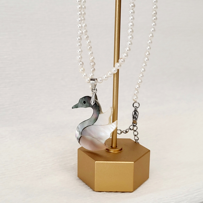 Colier - Pearl and Opal Swan - white [6]