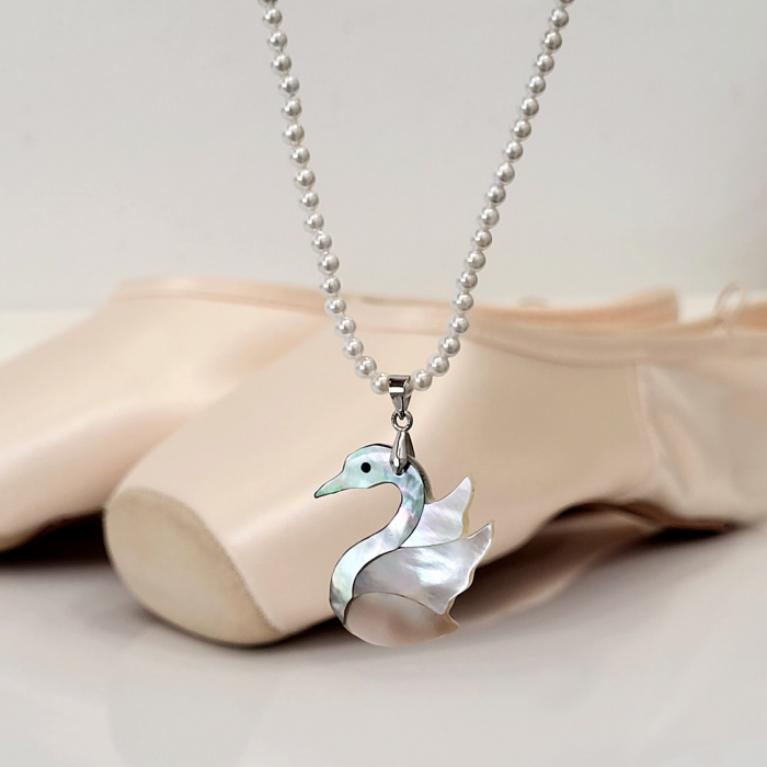 Colier - Pearl and Opal Swan - white [7]
