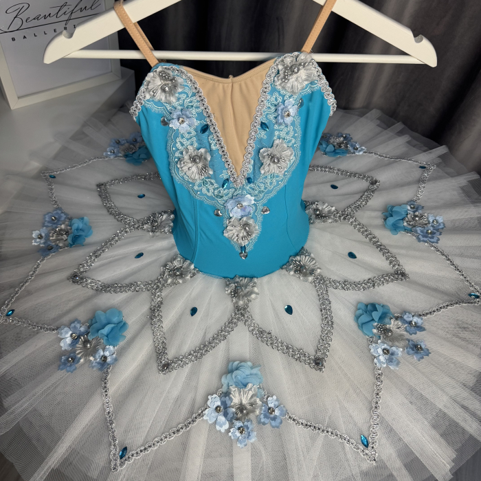 Costum de scenă - tutu de balet pentru copii - bleu și alb - Princess Florine [3]