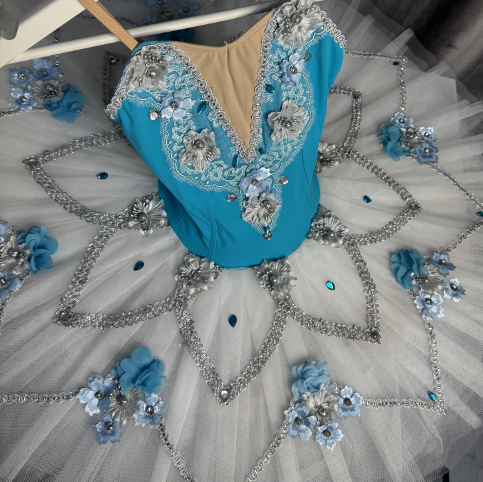 Costum de scenă - tutu de balet pentru copii - bleu și alb - Princess Florine [5]