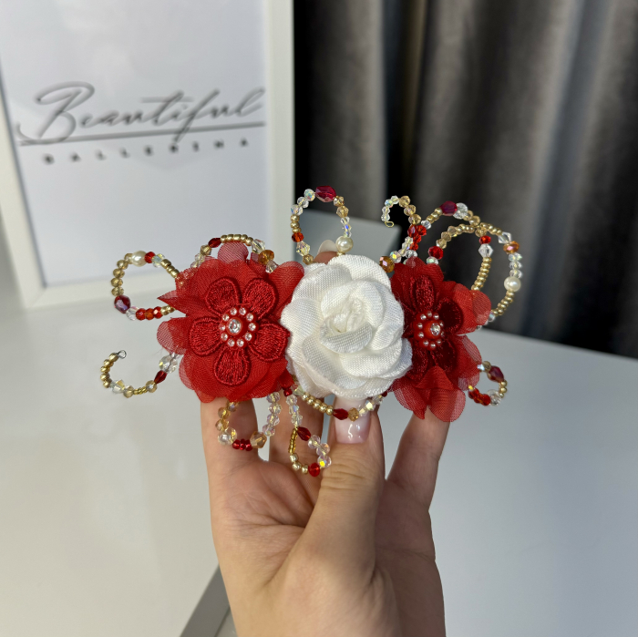 Flora - Flowers Headpiece - Accesoriu profesional de pentru balerine, rosu [5]