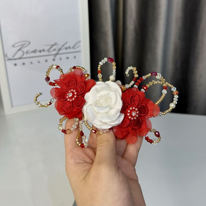 Flora - Flowers Headpiece - Accesoriu profesional de pentru balerine, rosu [6]