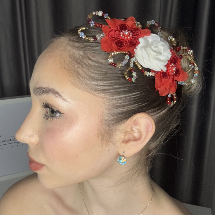 Flora - Flowers Headpiece - Accesoriu profesional de pentru balerine, rosu [8]