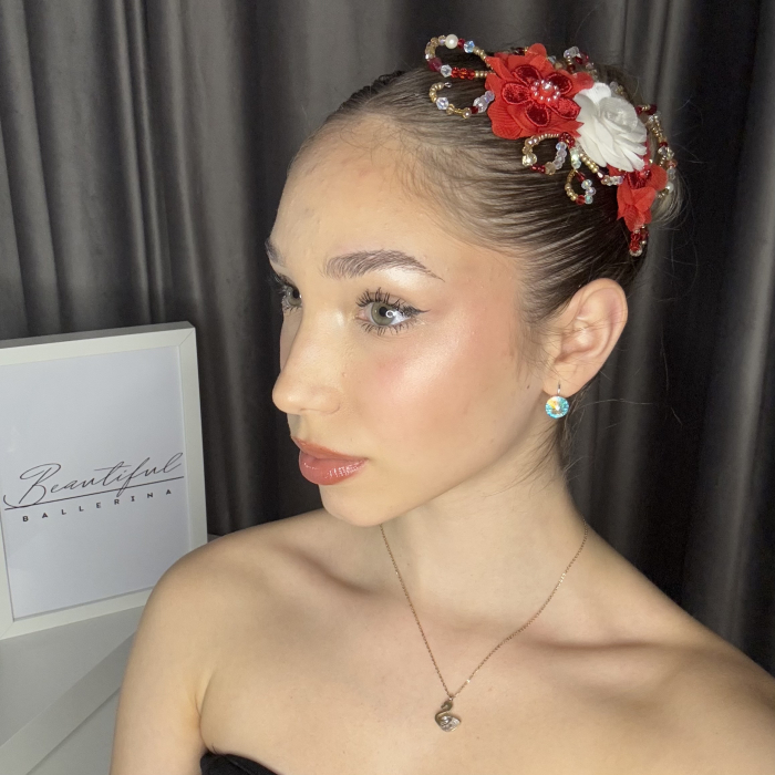 Flora - Flowers Headpiece - Accesoriu profesional de pentru balerine, rosu [3]