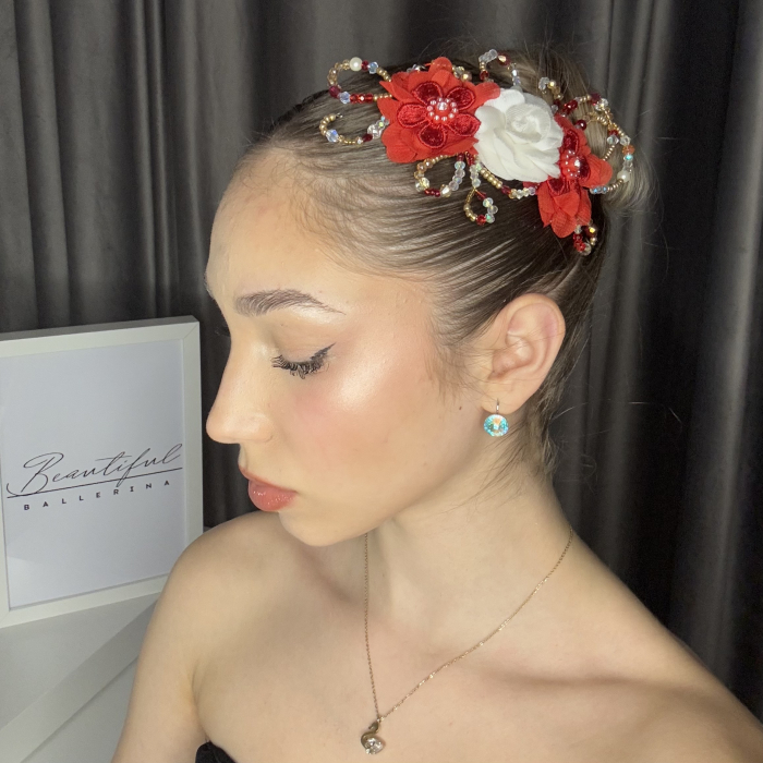 Flora - Flowers Headpiece - Accesoriu profesional de pentru balerine, rosu [4]