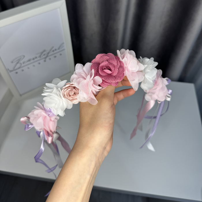 Flowers pro Headpiece - pink, lilac, magenta, white. Acesoriu profesional flori pentru coc de balerine [3]