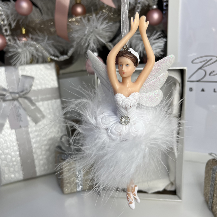 Ornament de Crăciun pentru brad - balerina cu puf alb [5]
