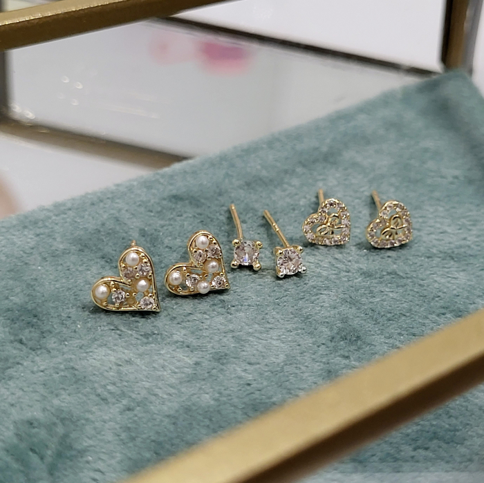 Set cercei - Coquette Hearts - 3 perechi, gold [5]