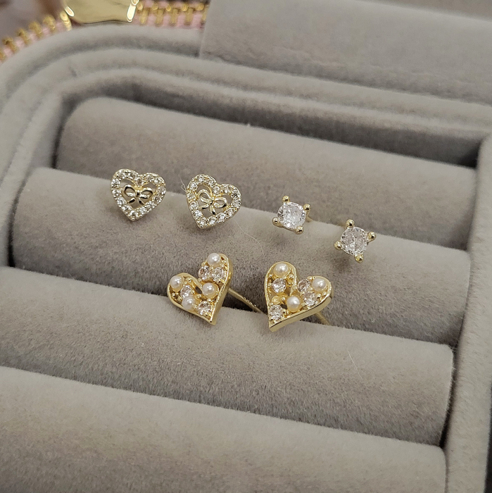 Set cercei - Coquette Hearts - 3 perechi, gold [6]