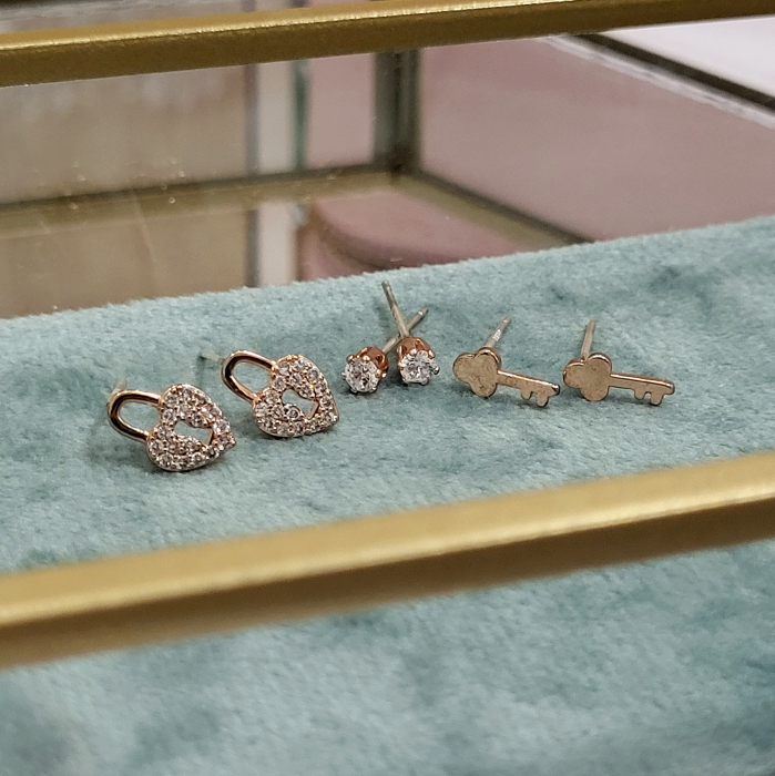 Set cercei  - Key of Love - 3 perechi, rose gold [2]