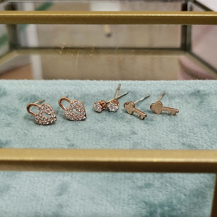 Set cercei  - Key of Love - 3 perechi, rose gold [3]