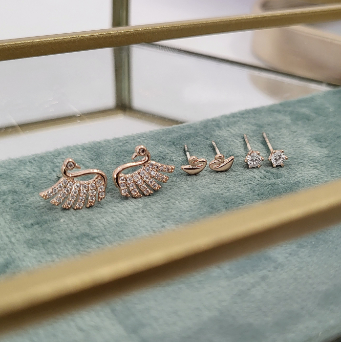 Set Cercei - Fashion Swan - 3 perechi, rose gold. [3]