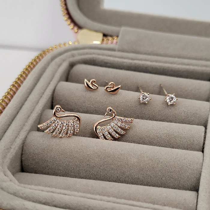 Set Cercei - Fashion Swan - 3 perechi, rose gold. [5]