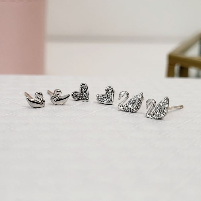Set Cercei - Classic Swan - 3 perechi, silver. [4]