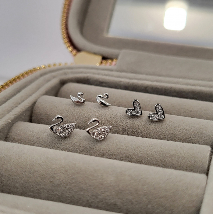 Set Cercei - Classic Swan - 3 perechi, silver. [6]