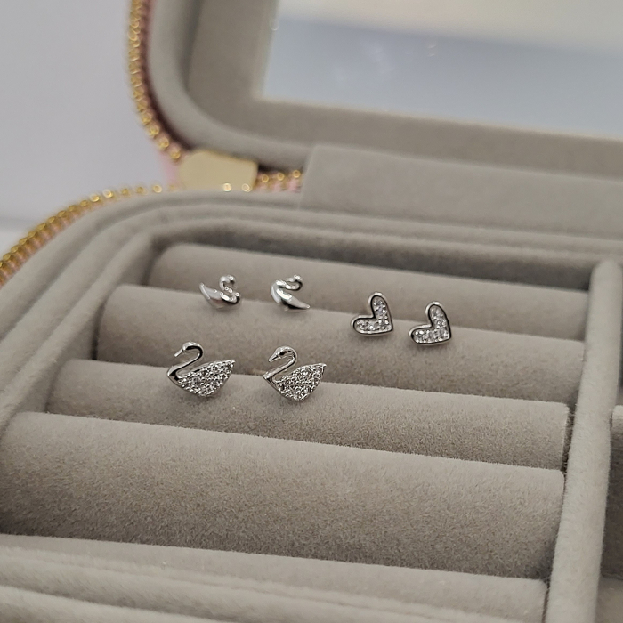 Set Cercei - Classic Swan - 3 perechi, silver. [2]