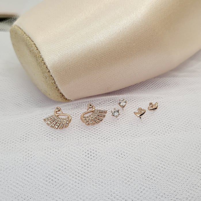 Set Cercei - Fashion Swan - 3 perechi, rose gold. [4]